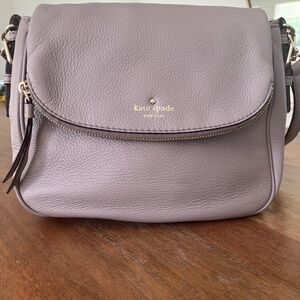 Kate Spade Leather Crossbody Bag, Grey with Purple Hue